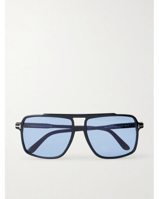 Tom Ford Blue Kemp Aviator-Style Acetate Sunglasses for men