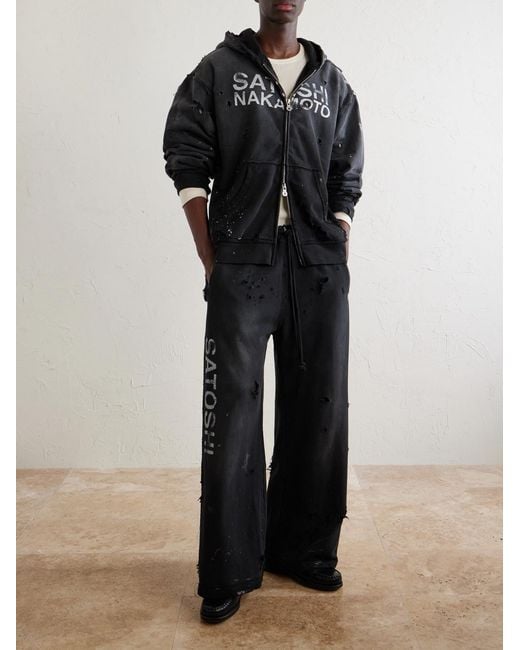 Satoshi Nakamoto Black Luke Logo-Printed Cotton-Fleece Zip-Up Hoodie for men