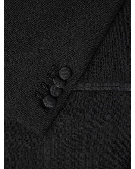 Mr P. Black Double-Breasted Slim-Fit Satin-Trimmed Virgin Wool-Twill Tuxedo Jacket for men