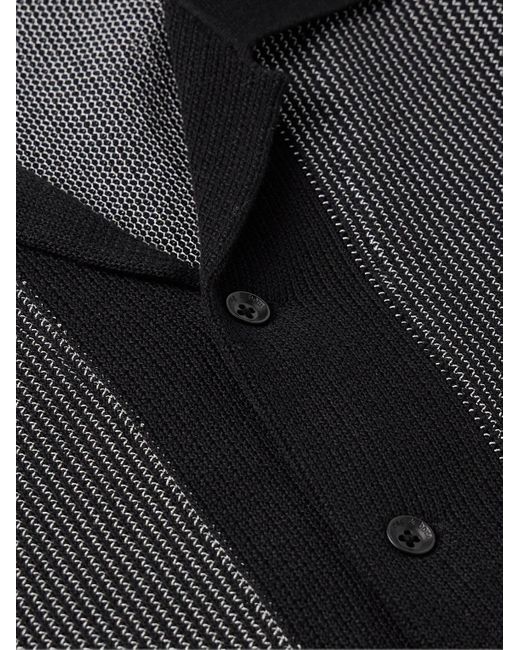 Rag & Bone Black Harvey Camp-collar Jacquard-knit Cotton-blend Shirt for men