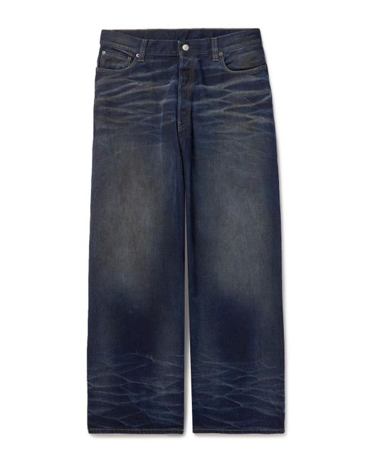 パンツ Acne Studios 2023m leather 44 Acne Studios 2023M Wide-Leg Leather-Trimmed Jeans in Blue for Men