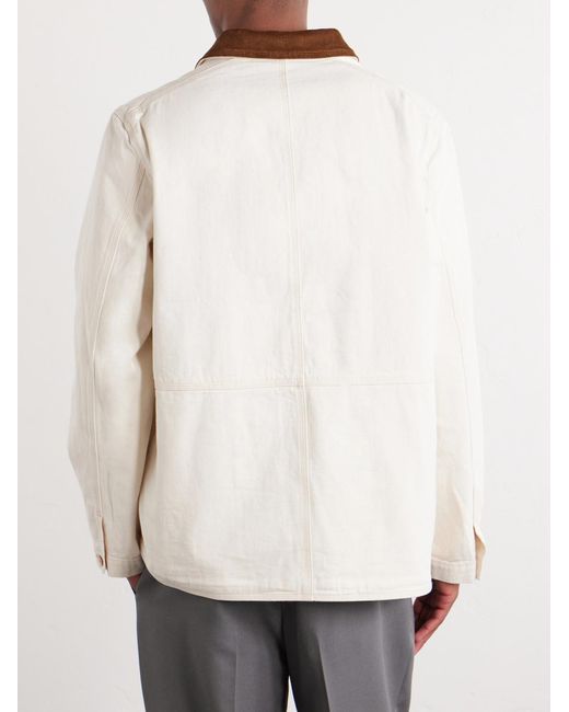 Drake's Natural Corduroy-trimmed Denim Jacket for men