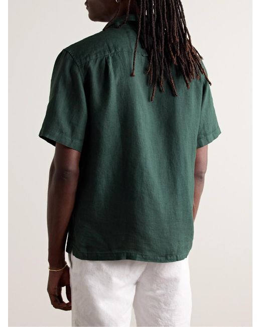 Alex Mill Green Convertible-collar Linen Shirt for men