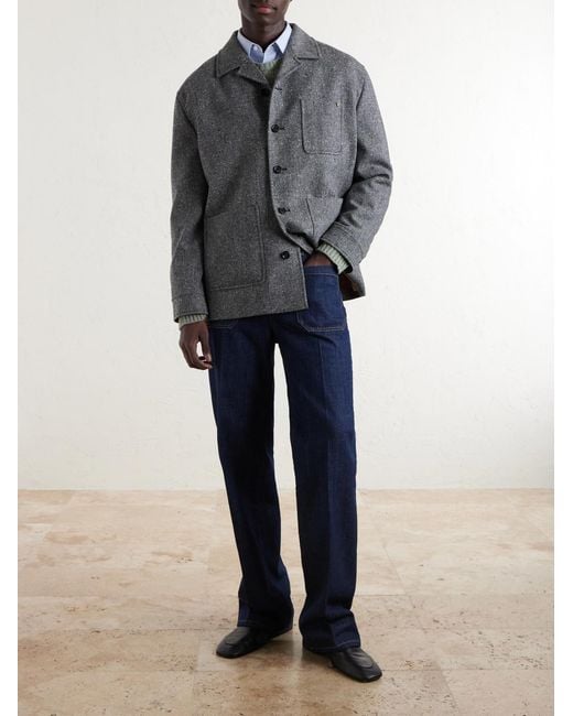 Valentino Garavani Gray Vlogo-embellished Mélange Virgin Wool Blouson Jacket for men