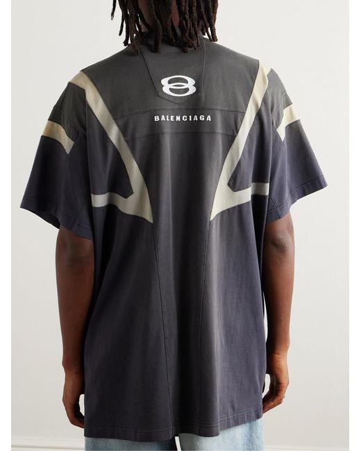 Balenciaga Black Oversized Logo-Embroidered Cotton-Jersey T-Shirt for men