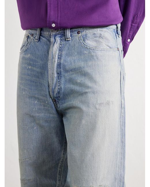 A.PRESSE Blue No. 37 Wide-leg Distressed Jeans for men