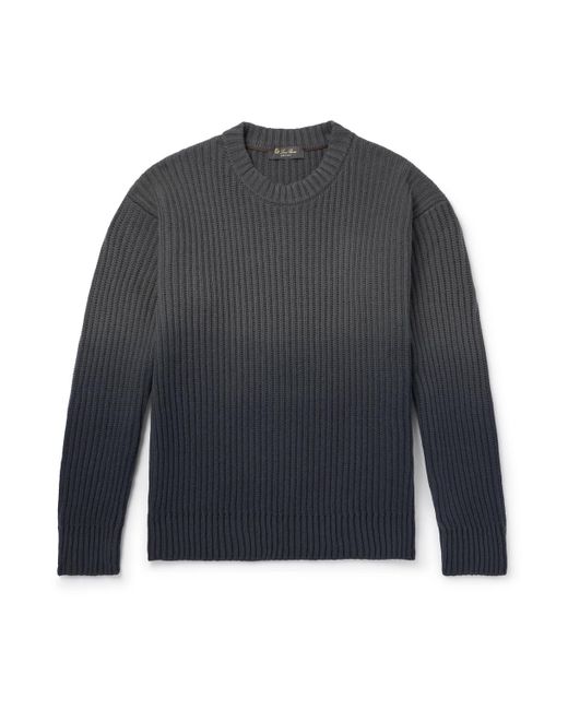 Loro Piana Blue Yugen Dégradé Ribbed Cashmere Sweater for men