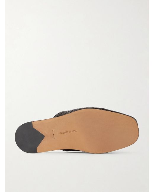 Bottega Veneta White Intrecciato Leather Slippers for men