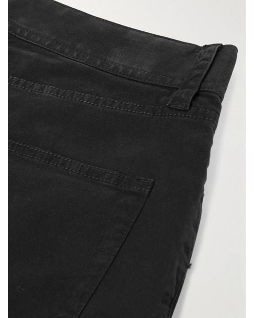 James Perse Black Straight-Leg Brushed Cotton-Blend Twill Trousers for men