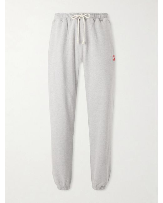 CHERRY LA White Western Athletic Embroidered Cotton-blend Jersey Sweatpants for men