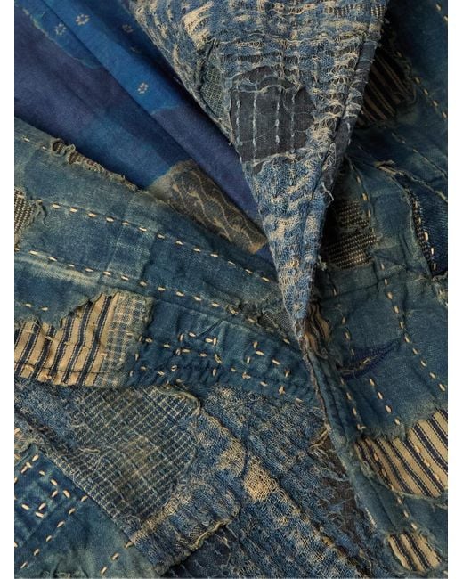Kapital Blue Boro Cavalier Distressed Cotton And Linen-Blend Jacket for men