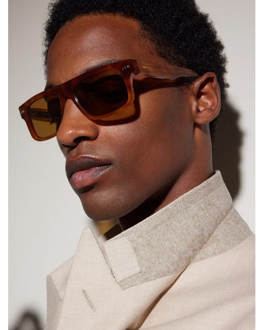 Brunello Cucinelli Brown Square-Frame Acetate Sunglasses for men