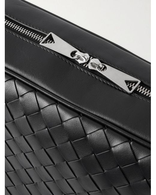 Bottega Veneta Black Intrecciato Leather Messenger Bag for men