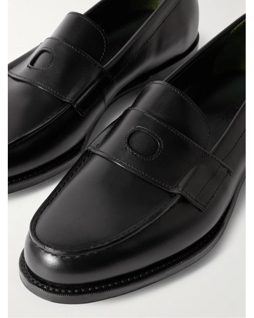 Drake's Black Charles Leather Penny Loafers for men
