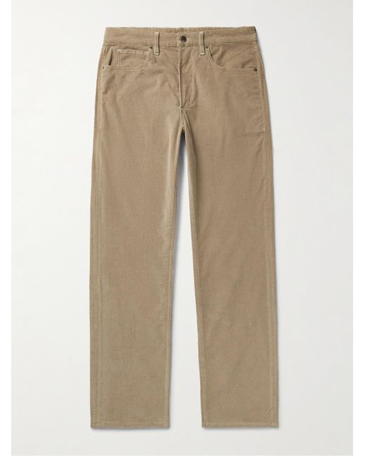 Saman Amel Natural Slim-fit Straight-leg Cotton-blend Corduroy Trousers for men