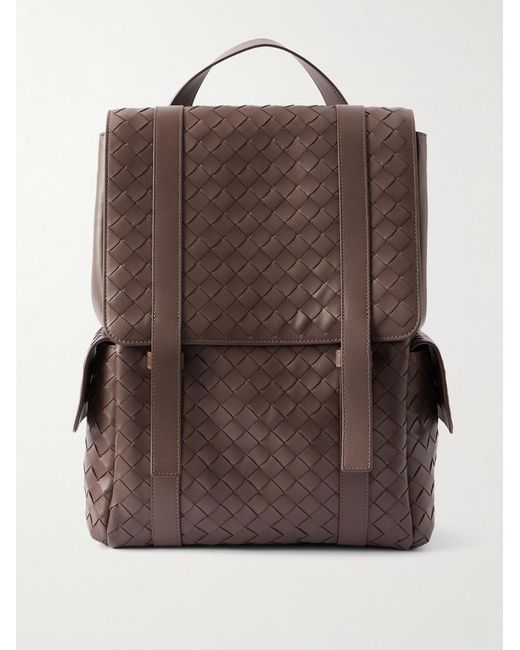 Bottega Veneta Brown Intrecciato Leather Backpack for men