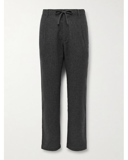 Hartford Gray Tanker Straight-Leg Wool-Blend Drawstring Trousers for men