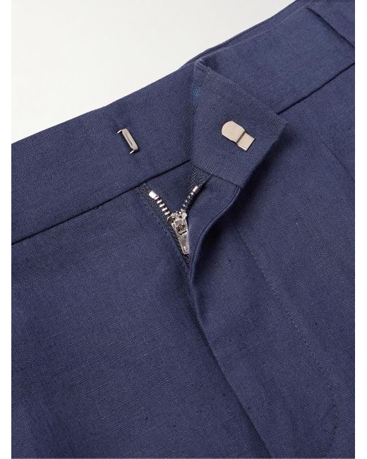 Loro Piana Blue Honiara Straight-Leg Pleated Linen Bermuda Shorts for men