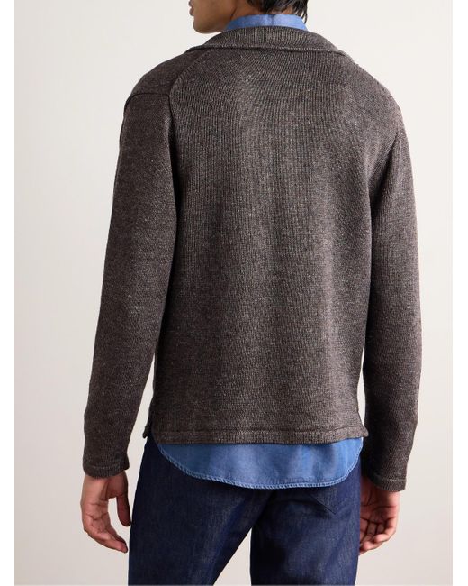Inis Meáin Gray Pub Jacket Linen Cardigan for men