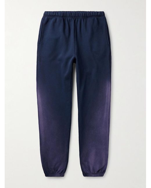Les Tien Blue Straight-Leg Garment-Dyed Cotton-Jersey Sweatpants for men