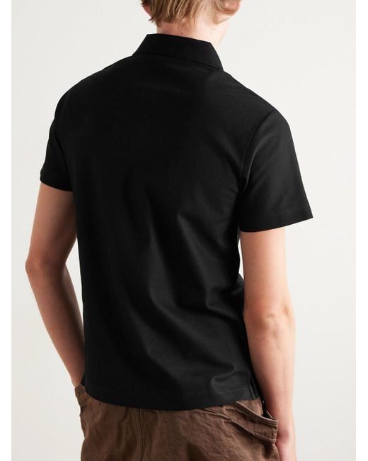 Burberry Black Logo-Embroidered Appliquéd Cotton-Piqué Polo Shirt for men