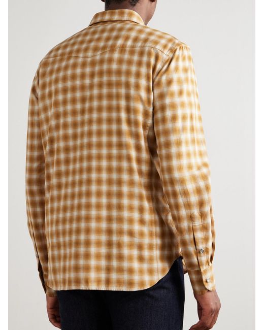 Tom Ford Natural Slim-Fit Checked Cotton-Twill Shirt for men