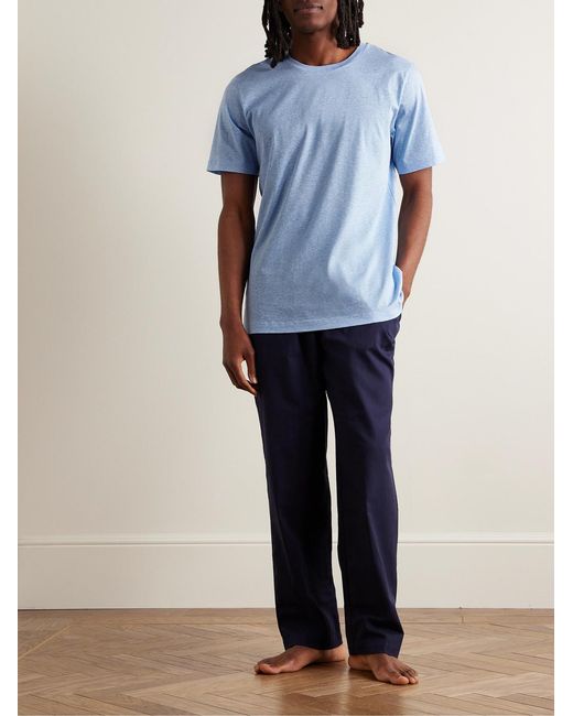 Zimmerli of Switzerland Blue Filo Di Scozia Cotton And Linen-Blend T-Shirt for men