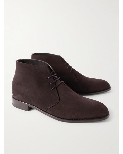 Manolo Blahnik Brown Berwick Suede Chukka Boots for men