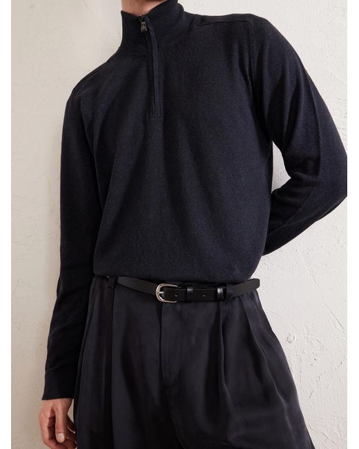 Piacenza 1733 Blue Lupetto Cashmere And Linen-blend Half-zipped Sweater for men