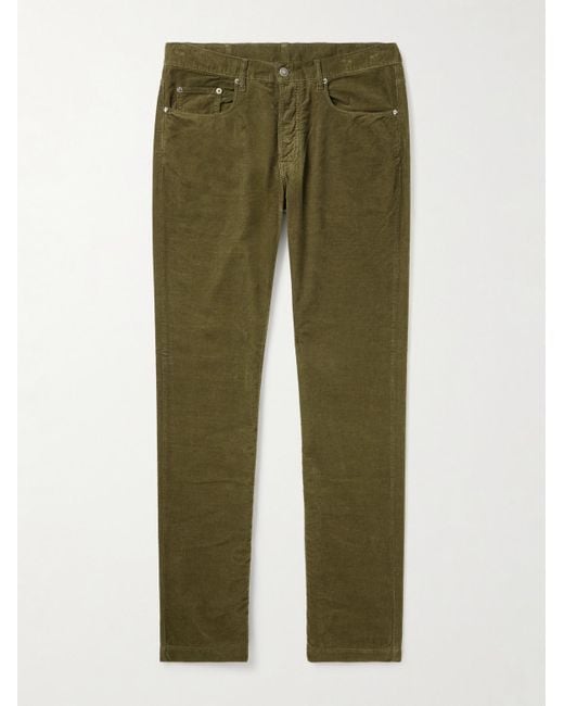 Massimo Alba Green Slim-Fit Straight-Leg Cotton-Corduroy Trousers for men
