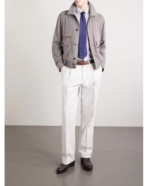 Dunhill White Striped Cotton And Cashmere-Blend Shirt for men