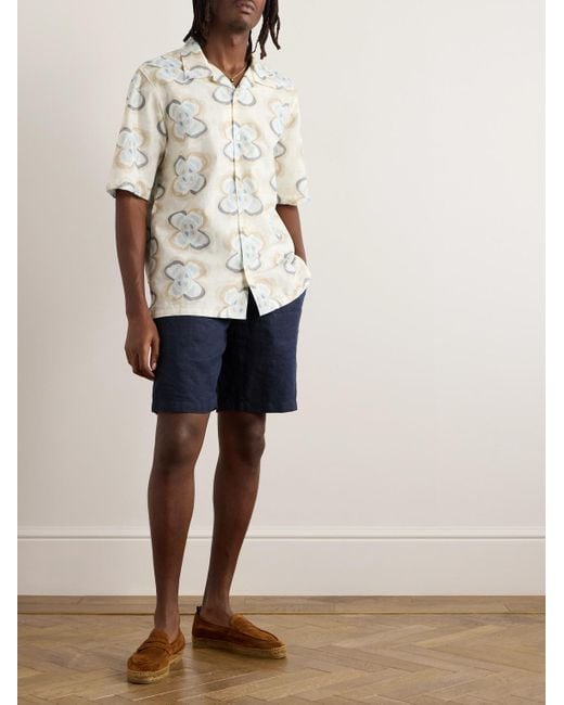 Orlebar Brown Blue Norwich Slim-Fit Linen Shorts for men