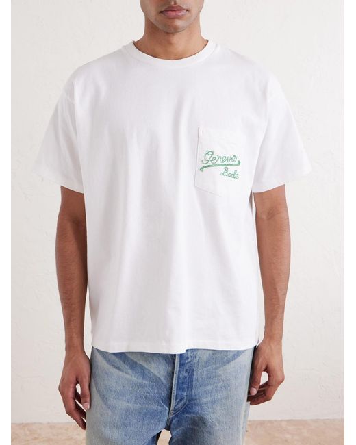 Bode White Geneva Bead-embellished Cotton-jersey T-shirt for men