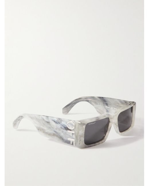 Off-White c/o Virgil Abloh Gray Milano Square-frame Marbled Acetate Sunglasses for men