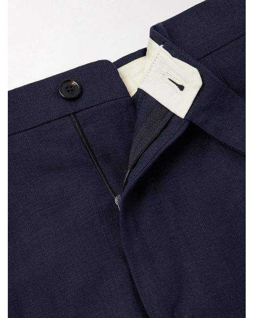 De Petrillo Blue Straight-Leg Linen Shorts for men