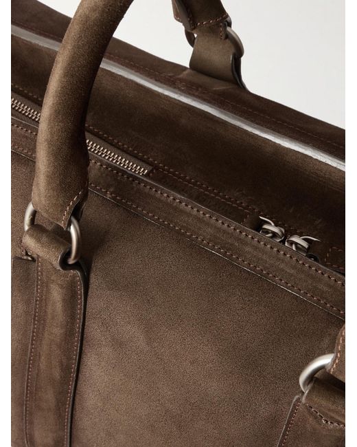 Officine Creative Brown Quentin 009 Airbrushed Suede Weekend Bag for men