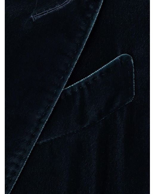 Tom Ford Blue Dyylan Double-breasted Velvet Tuxedo Jacket for men