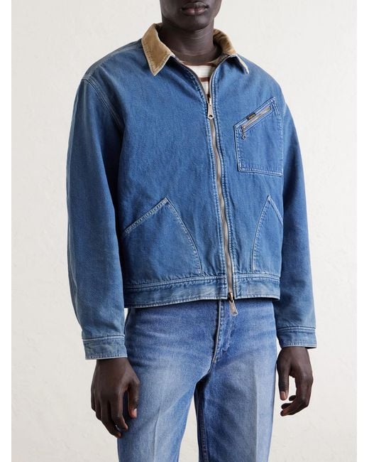 Kapital Blue Virgin Mary Reversible Corduroy-trimmed Denim Jacket for men