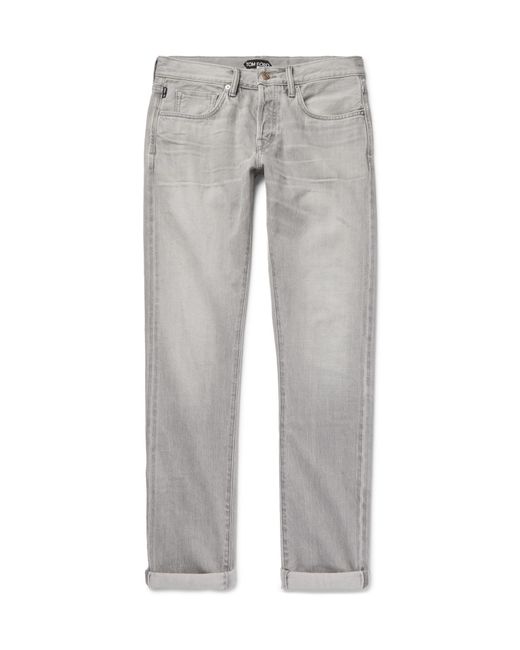 Tom Ford Gray Slim-fit Selvedge Denim Jeans for men
