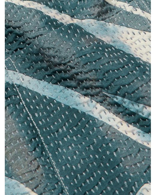 Camicia in raso di misto cotone e seta stampato con ricami e colletto aperto di Dries Van Noten in Blue da Uomo