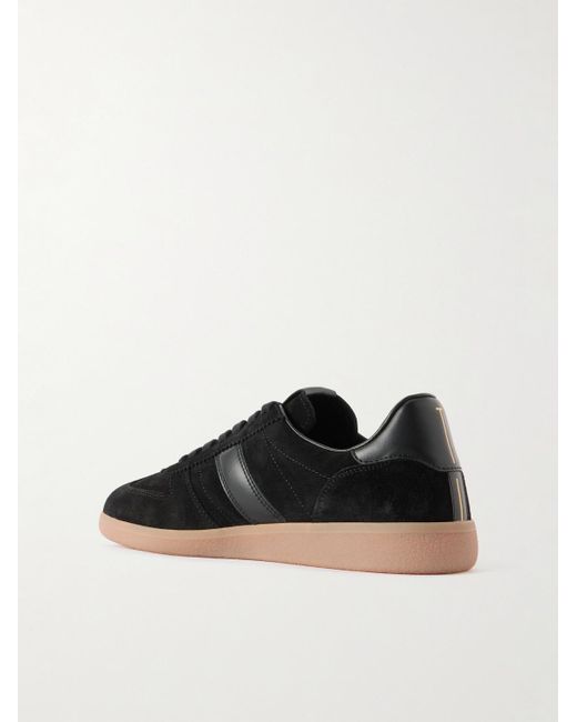 Tom Ford Black Leather-Trimmed Suede Sneakers for men