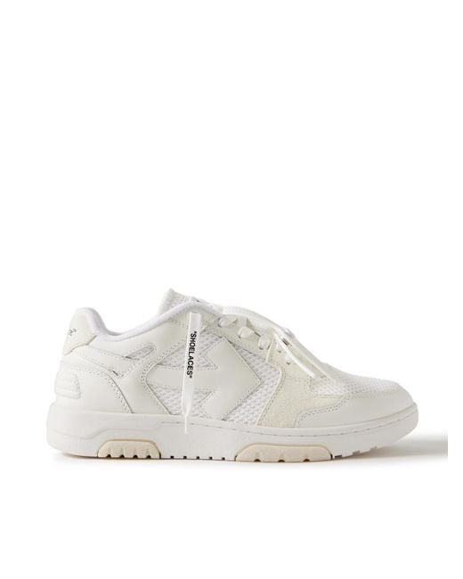 Off-White c/o Virgil Abloh White Out Of Office Suede-trimmed Leather And Mesh Sneakers for men