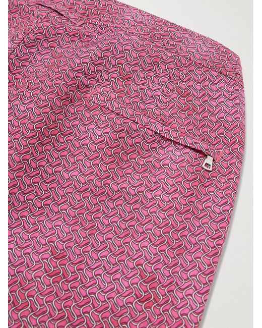 Orlebar Brown Pink Bulldog Riptide Straight-Leg Mid-Length Printed Recycled Swim Shorts for men