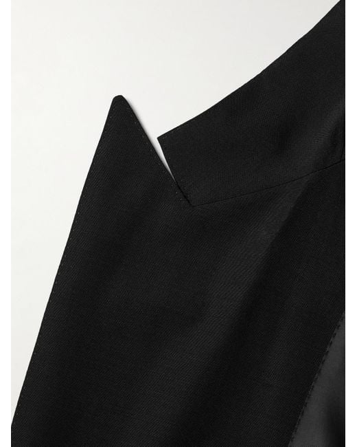 Saman Amel Black Slim-Fit Wool, Mohair And Linen-Blend Suit Jacket for men