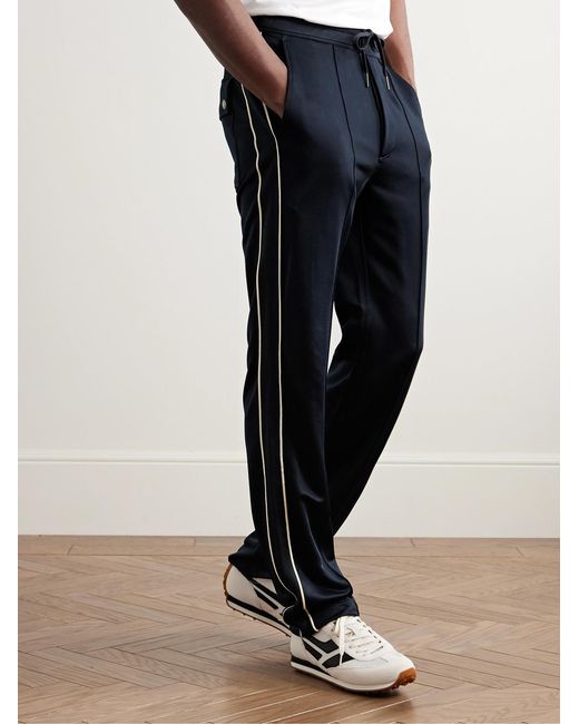 Tom Ford Blue Straight-Leg Piped Tech-Jersey Track Pants for men