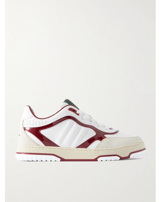 Gucci Natural Suede And Patent-leather Trimmed Leather Sneakers for men