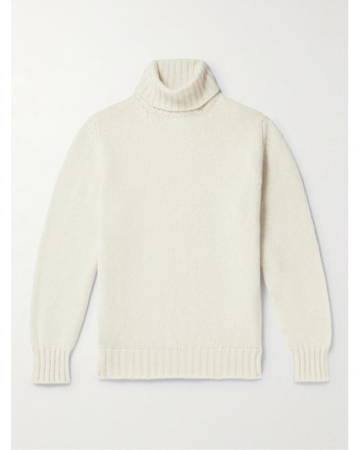 William Lockie Natural Alain Wool Rollneck Sweater for men