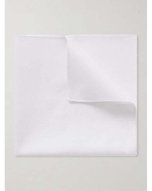 Brunello Cucinelli White Cotton-Twill Pocket Square for men
