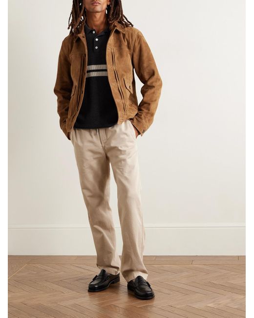 Mr P. Natural Edward Straight-Leg Organic Cotton-Twill Drawstring Trousers for men