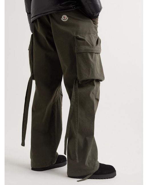 Moncler Green Wide-Leg Stretch-Cotton Cargo Trousers for men